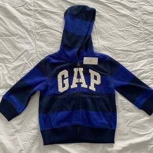 GAP Baby Navy and Royal Blue Striped Hoodie Sweatshirt 18-24 Months NWT